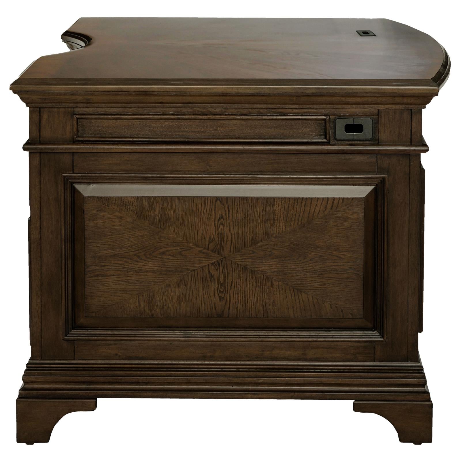 Hartshill Burnished Oak Executive Desk with File Cabinets - 881281 - Luna Furniture - Dallas Store