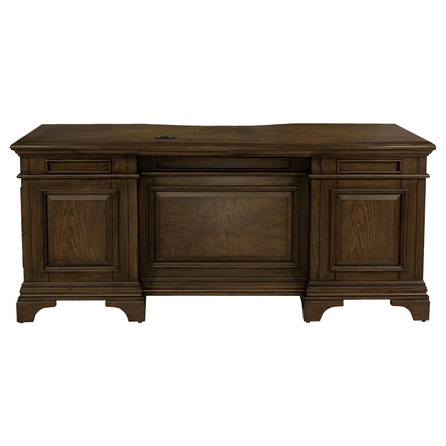 Hartshill Burnished Oak Executive Desk with File Cabinets - 881281 - Luna Furniture - Dallas Store