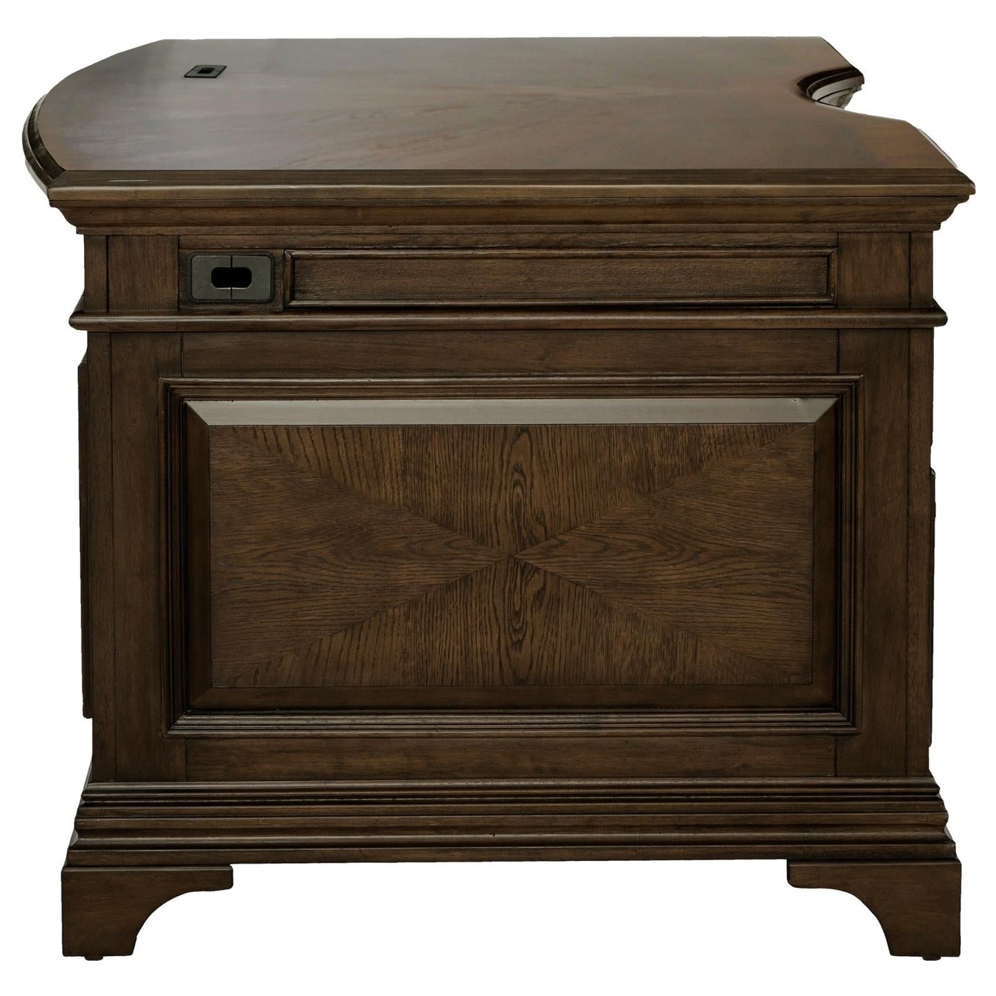 Hartshill Burnished Oak Executive Desk with File Cabinets - 881281 - Luna Furniture - Dallas Store