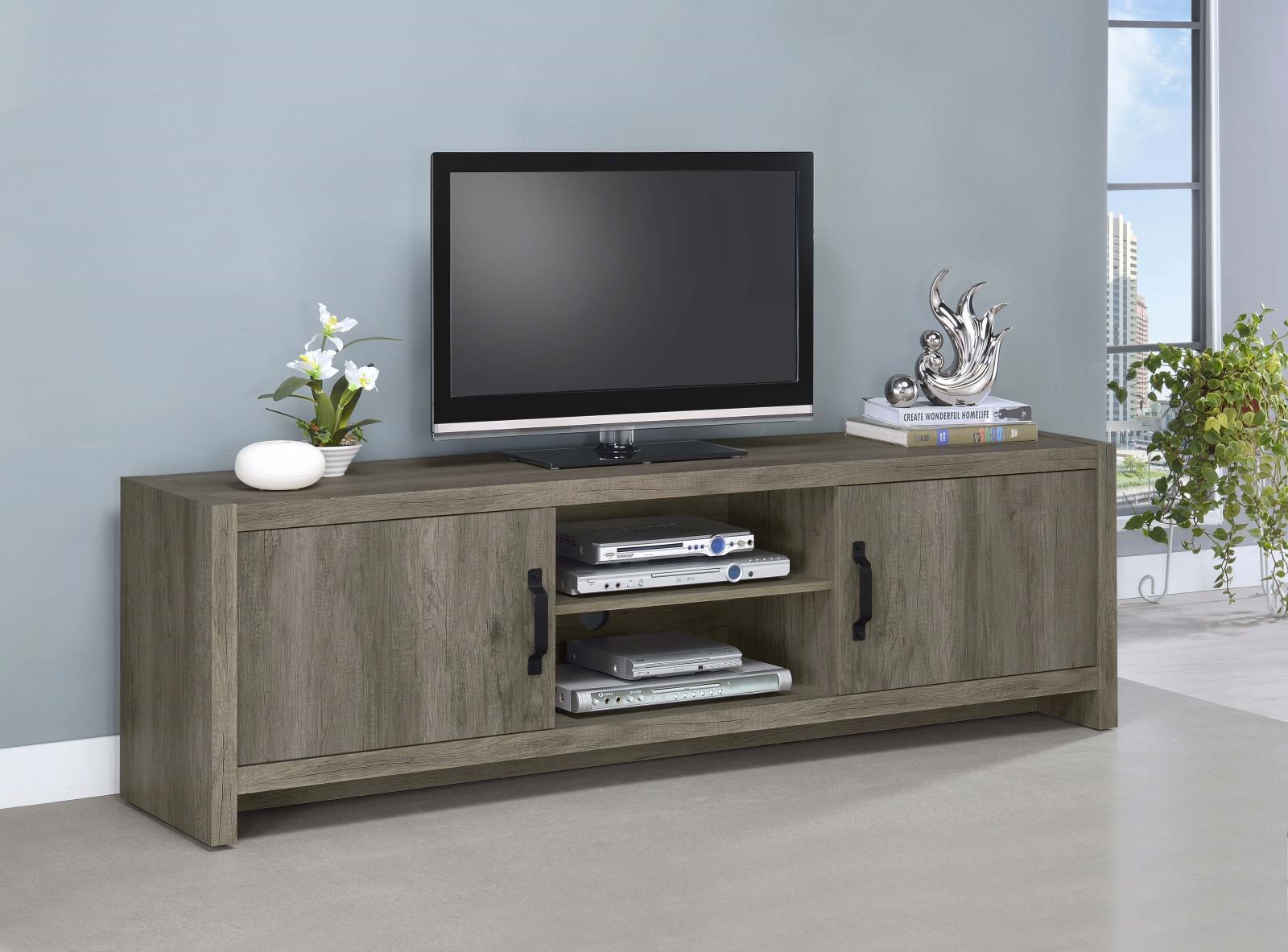 Hays 2-Door TV Console Gray Driftwood - 701025 - Luna Furniture - Dallas Store