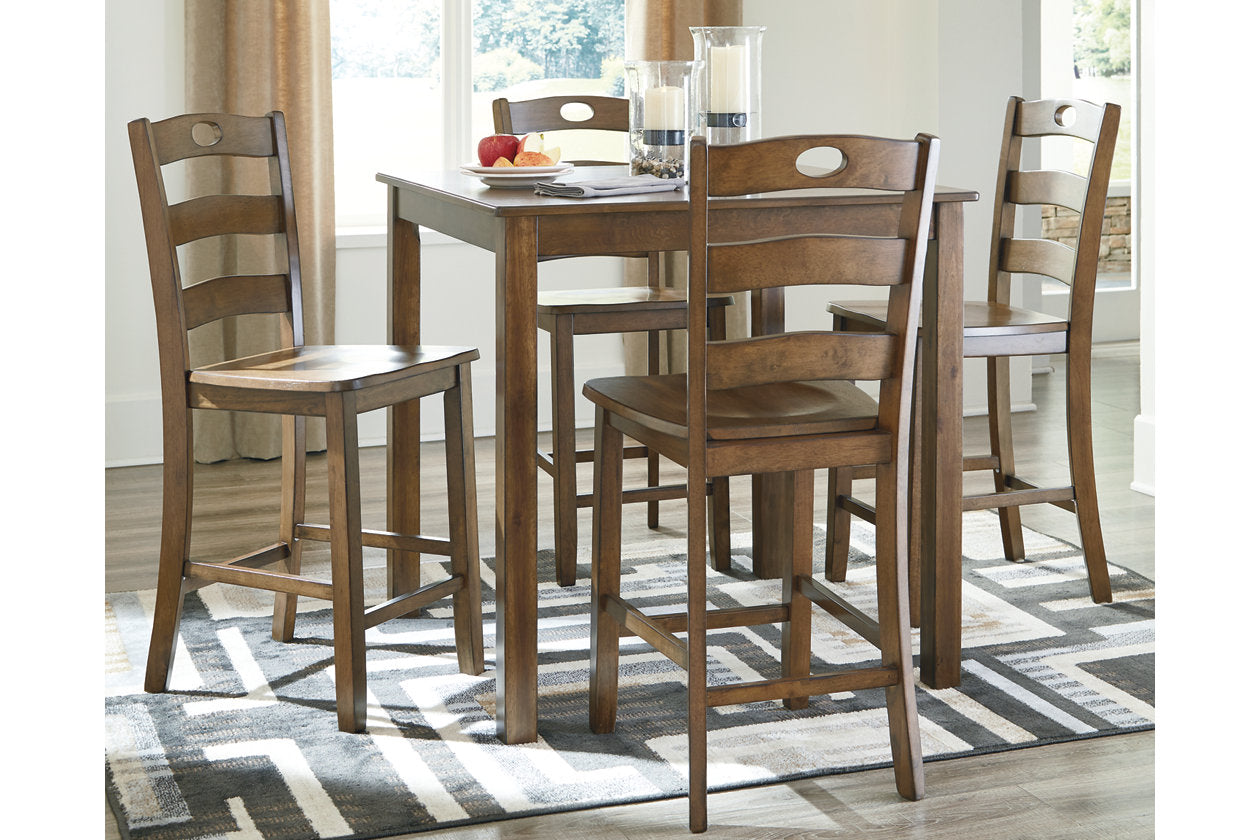 Hazelteen Medium Brown 5-Piece Counter Height Set - D419-223 - Luna Furniture - Dallas Store