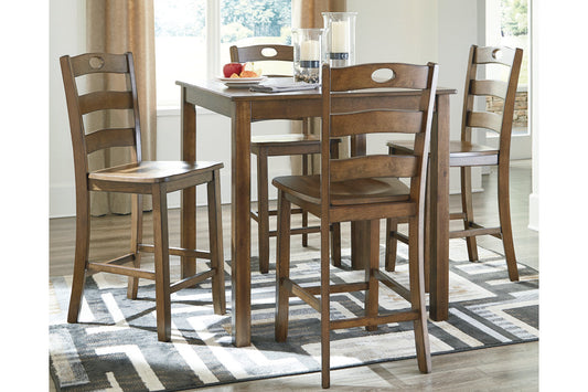 Hazelteen Medium Brown 5-Piece Counter Height Set - D419-223 - Luna Furniture - Dallas Store