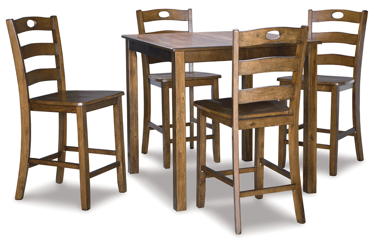 Hazelteen Medium Brown 5-Piece Counter Height Set - D419-223 - Luna Furniture - Dallas Store