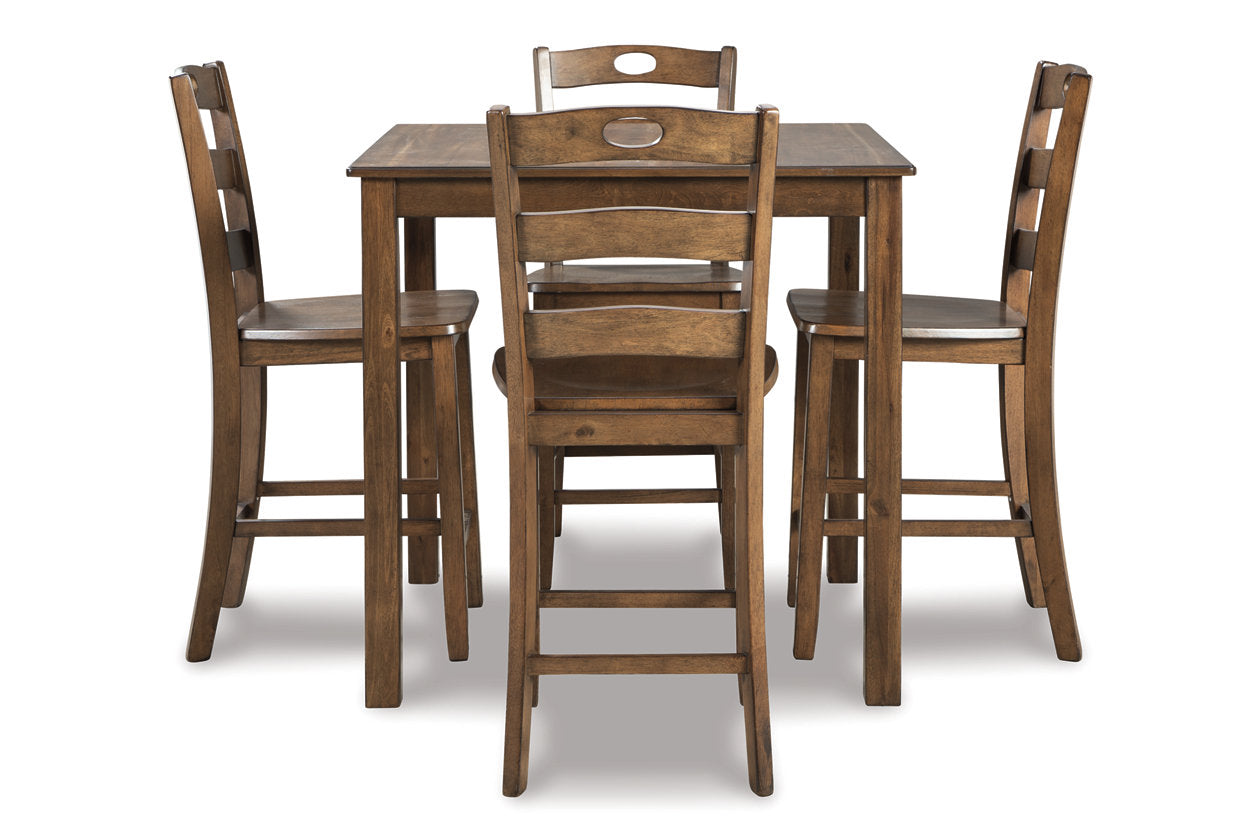 Hazelteen Medium Brown 5-Piece Counter Height Set - D419-223 - Luna Furniture - Dallas Store