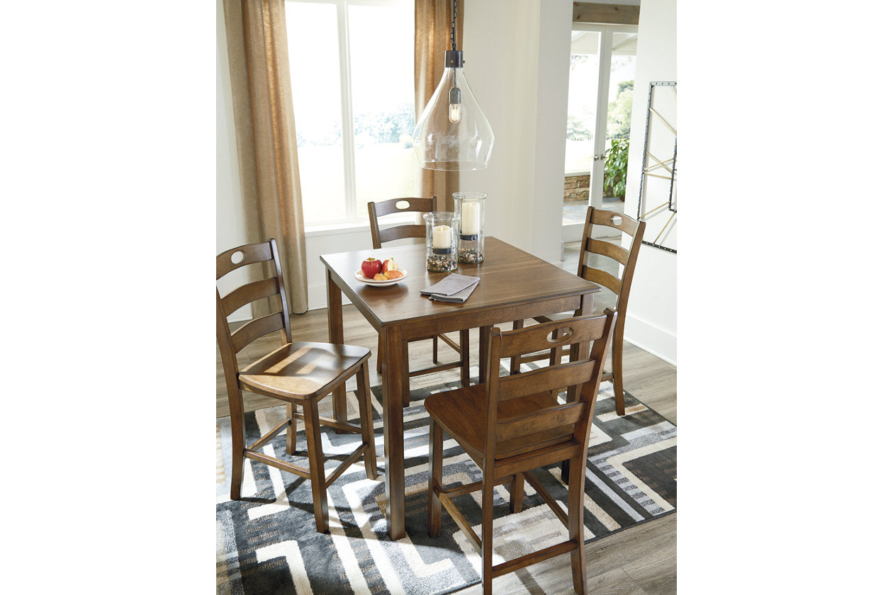 Hazelteen Medium Brown 5-Piece Counter Height Set - D419-223 - Luna Furniture - Dallas Store