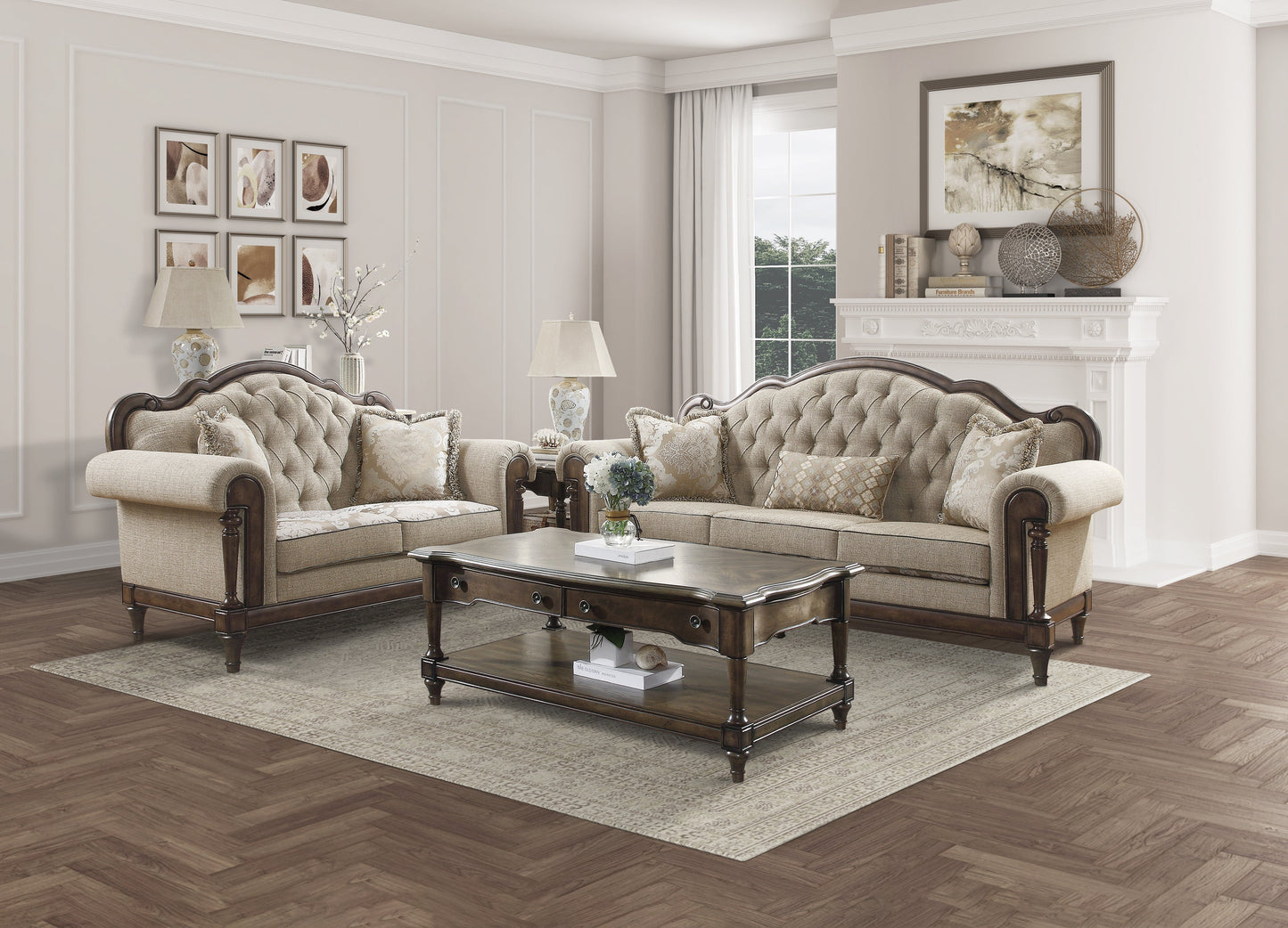 Heath Court Brown Oak Loveseat - 16829-2 - Luna Furniture - Dallas Store