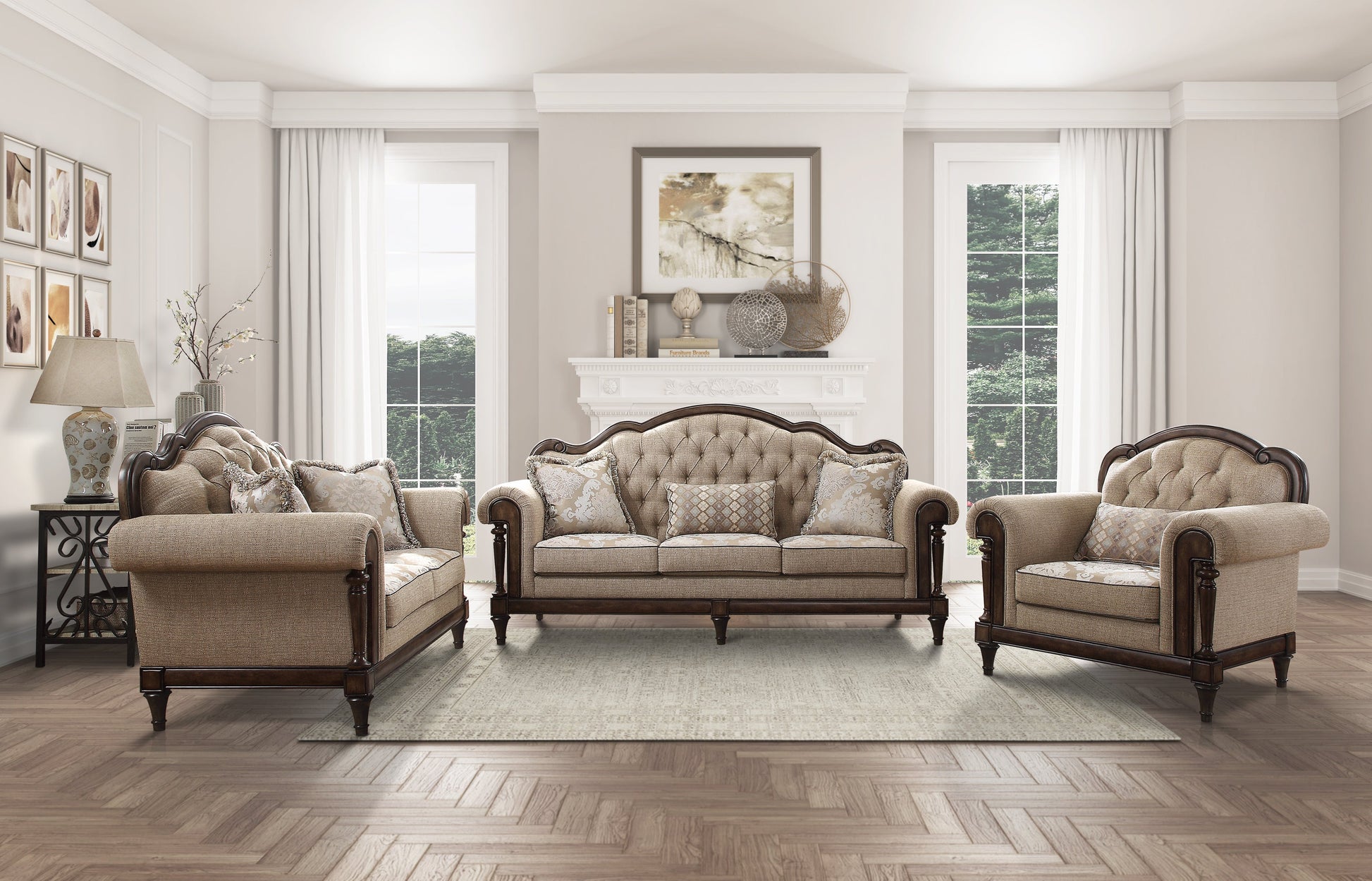 Heath Court Brown Oak Sofa - 16829-3 - Luna Furniture - Dallas Store