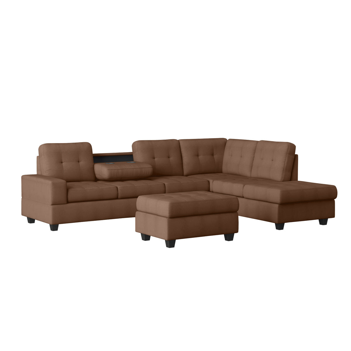 Heights Chocolate Brown Reverisble Sectional with Storage Ottoman - SET | SH3220CHC-3SC | SH3220CHC-4 - Luna Furniture - Dallas Store