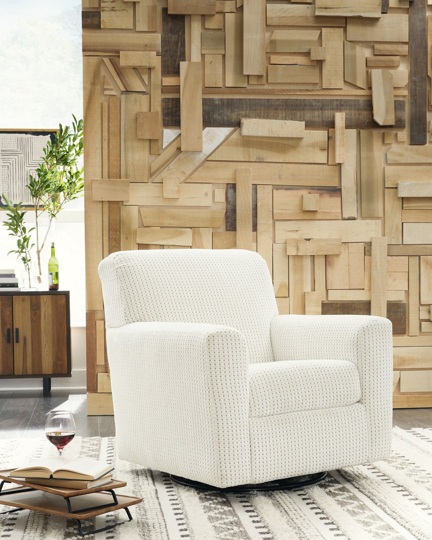 Herstow Ivory Swivel Glider Accent Chair - A3000365 - Luna Furniture - Dallas Store
