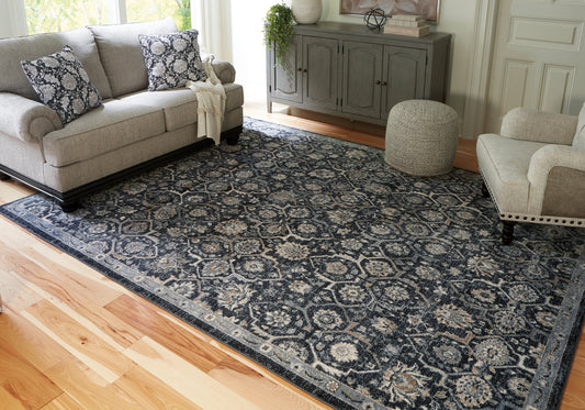 Hilcott Blue/Cream/Brown Large Rug - R406111 - Luna Furniture - Dallas Store