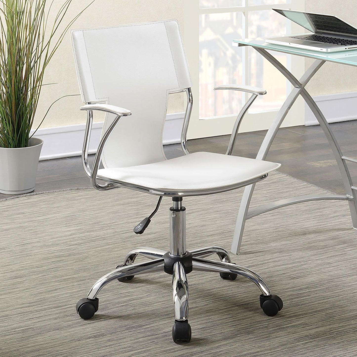 Himari White/Chrome Adjustable Height Office Chair - 801363 - Luna Furniture - Dallas Store