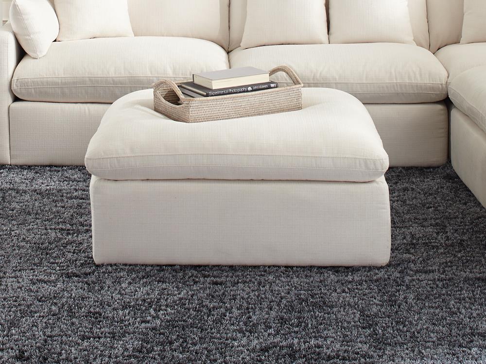 Hobson Cushion Seat Ottoman Off-White - 551453 - Luna Furniture - Dallas Store