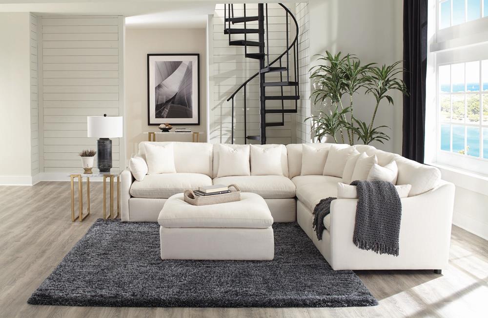 Hobson Cushion Seat Ottoman Off-White - 551453 - Luna Furniture - Dallas Store