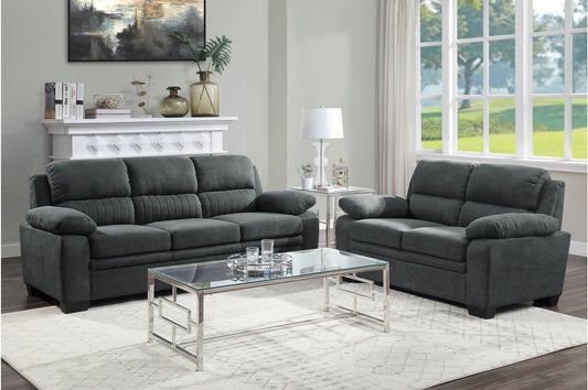 Holleman Dark Gray Living Room Set - SET | 9333DG-2 | 9333DG-3 - Luna Furniture - Dallas Store