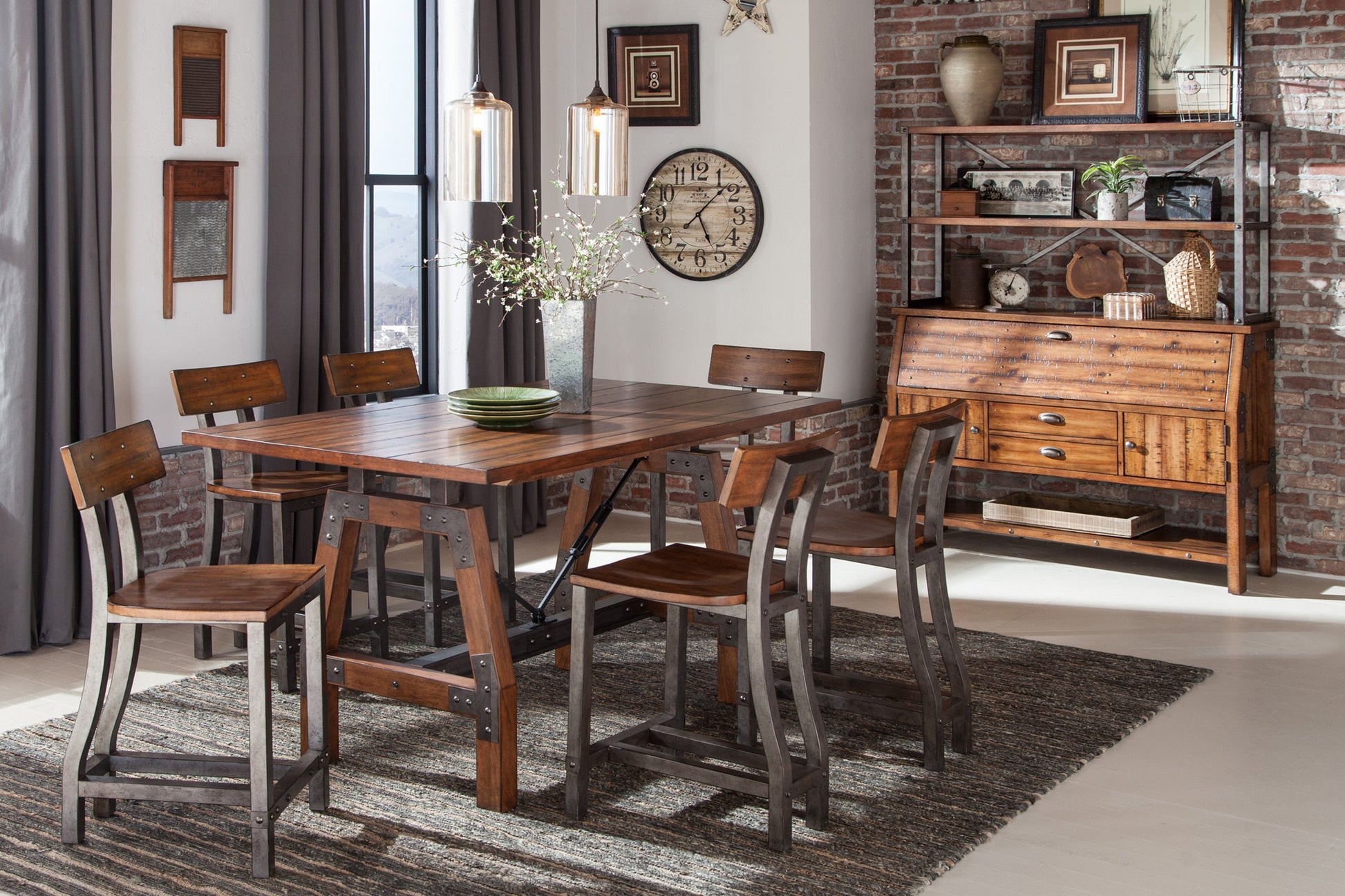 Holverson Rustic Brown Counter Height Set - SET | 1715-36 | 1715-24(3) - Luna Furniture - Dallas Store