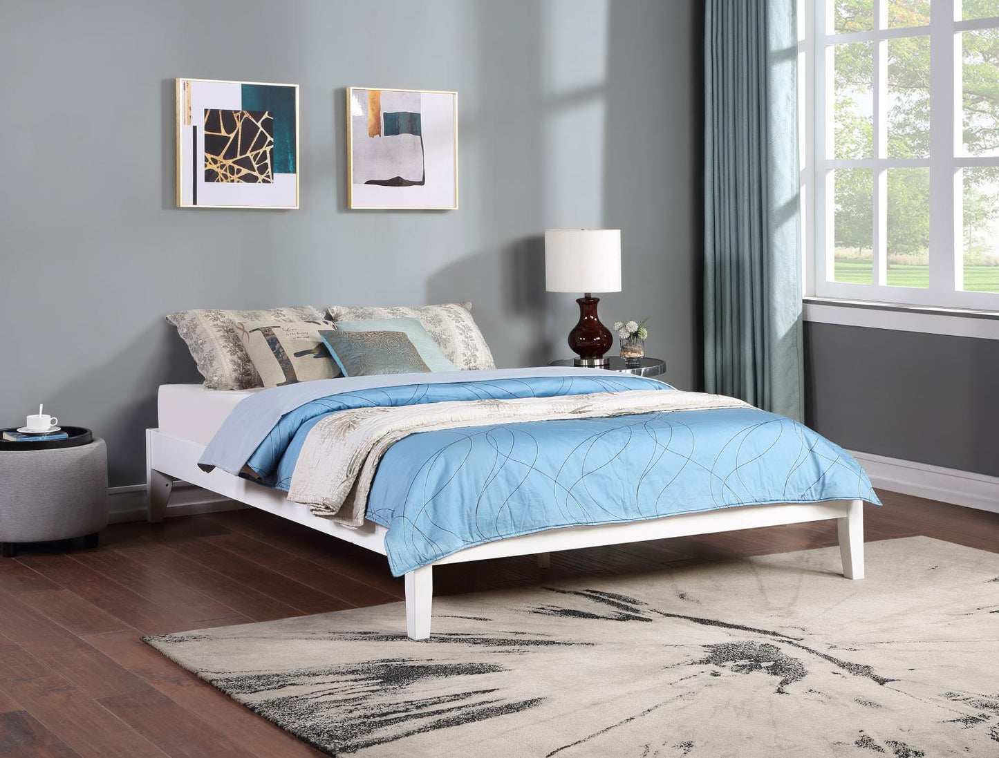 Hounslow Platform Eastern King Bed White - 306128KE - Luna Furniture - Dallas Store
