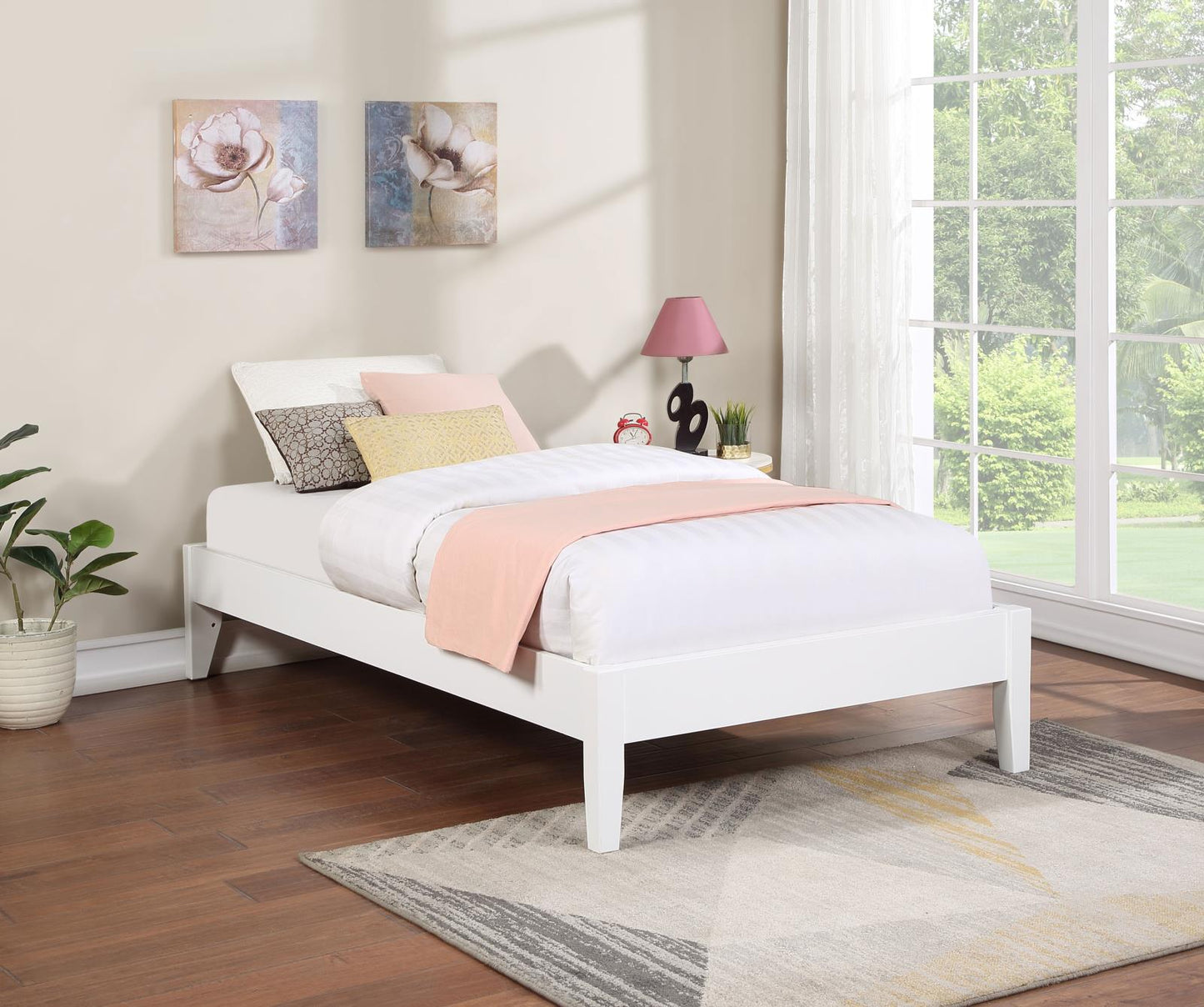 Hounslow Platform Twin Bed White - 306128T - Luna Furniture - Dallas Store