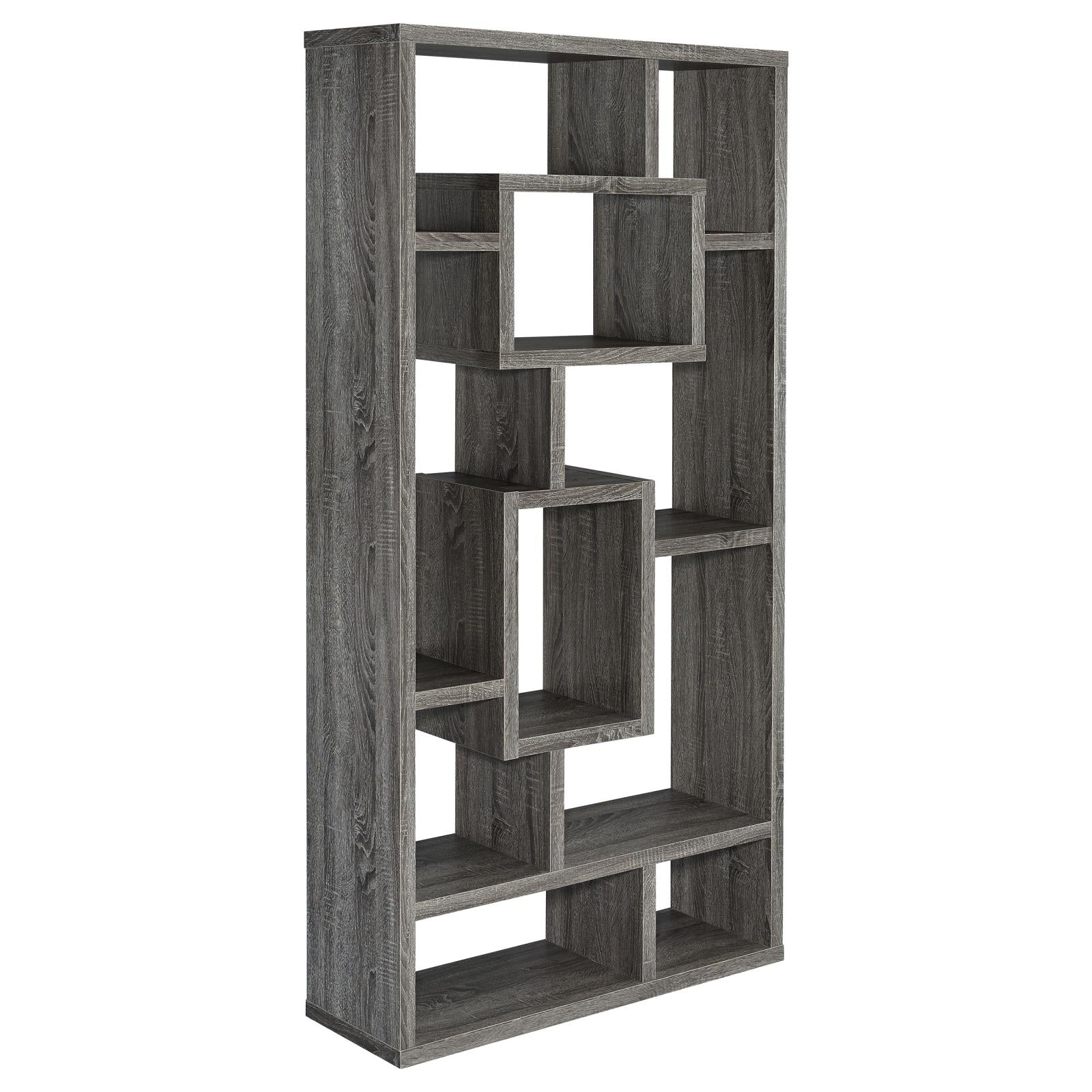 Howie Weathered Gray 10-Shelf Bookcase - 800512 - Luna Furniture - Dallas Store