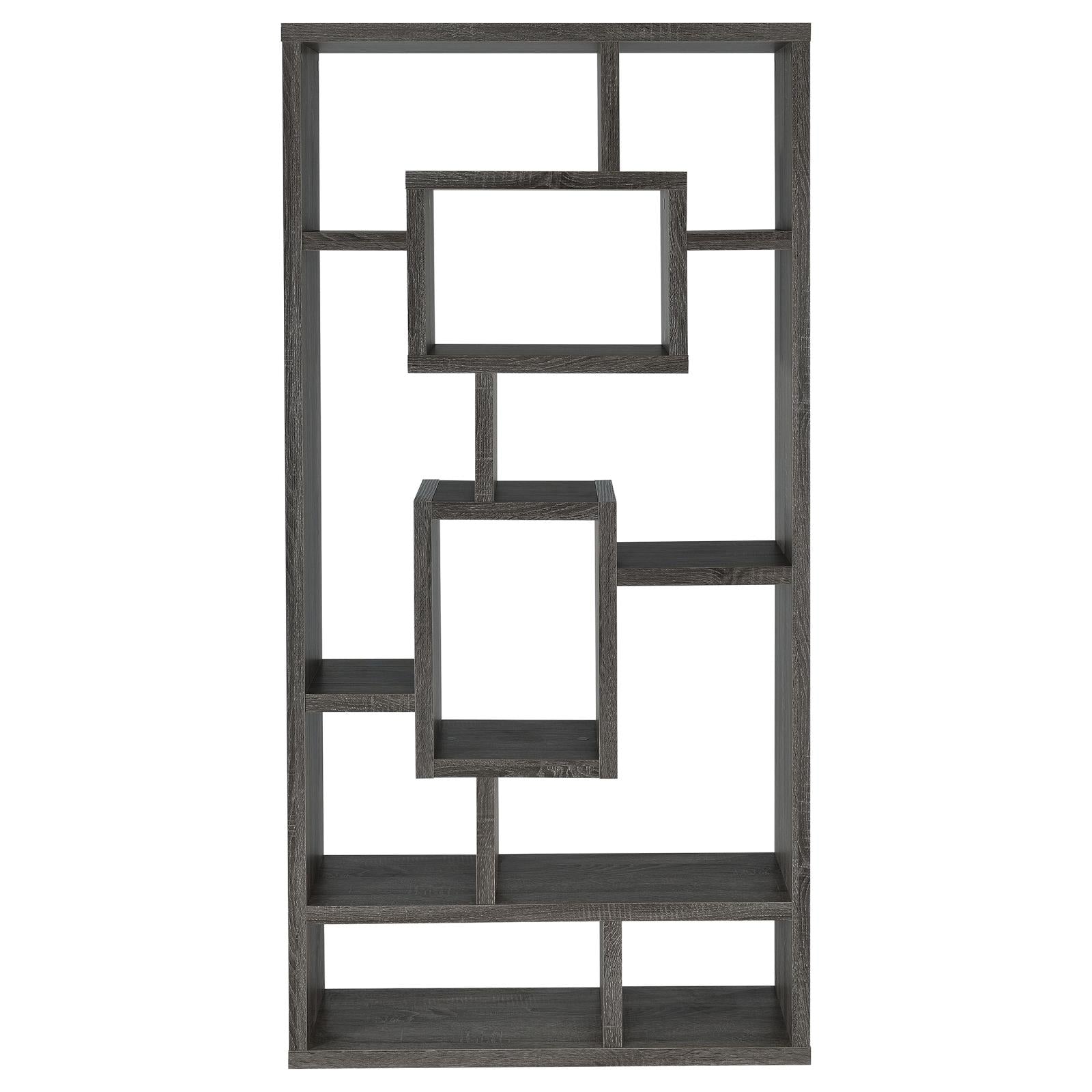 Howie Weathered Gray 10-Shelf Bookcase - 800512 - Luna Furniture - Dallas Store