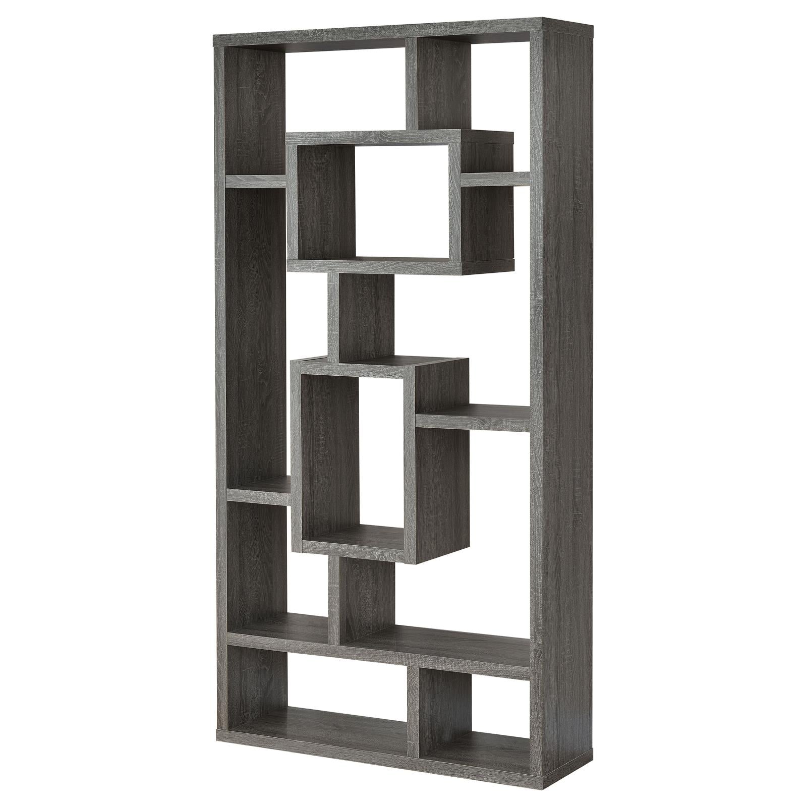 Howie Weathered Gray 10-Shelf Bookcase - 800512 - Luna Furniture - Dallas Store