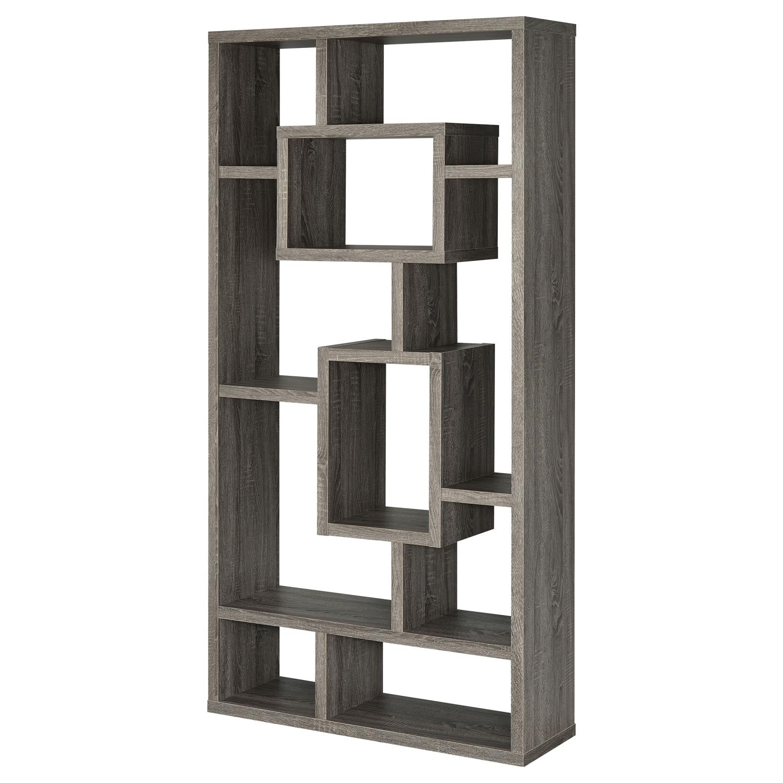 Howie Weathered Gray 10-Shelf Bookcase - 800512 - Luna Furniture - Dallas Store