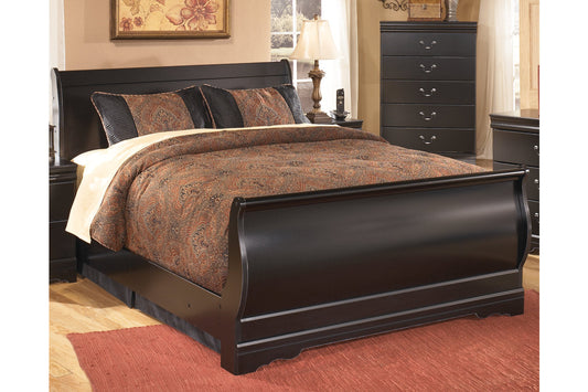 Huey Vineyard Black Full Sleigh Bed - SET | B128-84 | B128-87 | B128-88 - Luna Furniture - Dallas Store