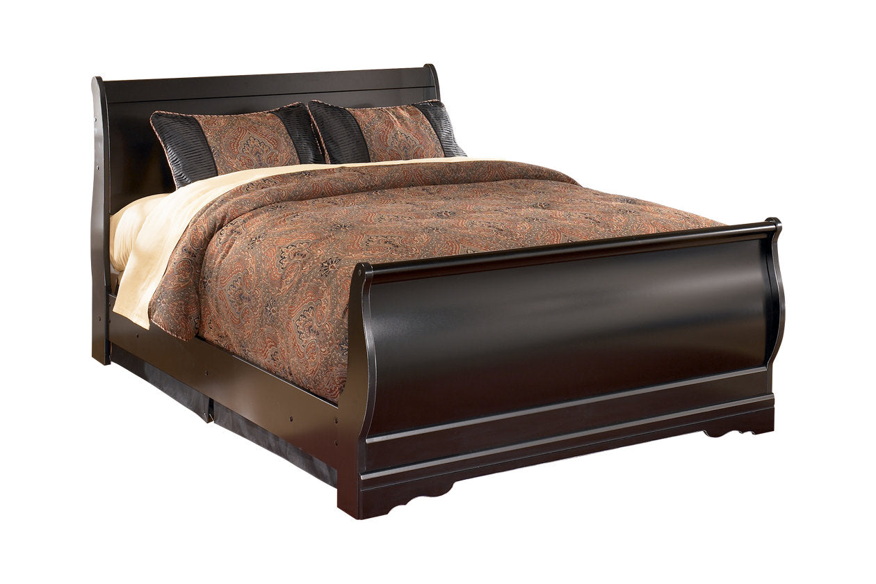 Huey Vineyard Black Full Sleigh Bed - SET | B128-84 | B128-87 | B128-88 - Luna Furniture - Dallas Store