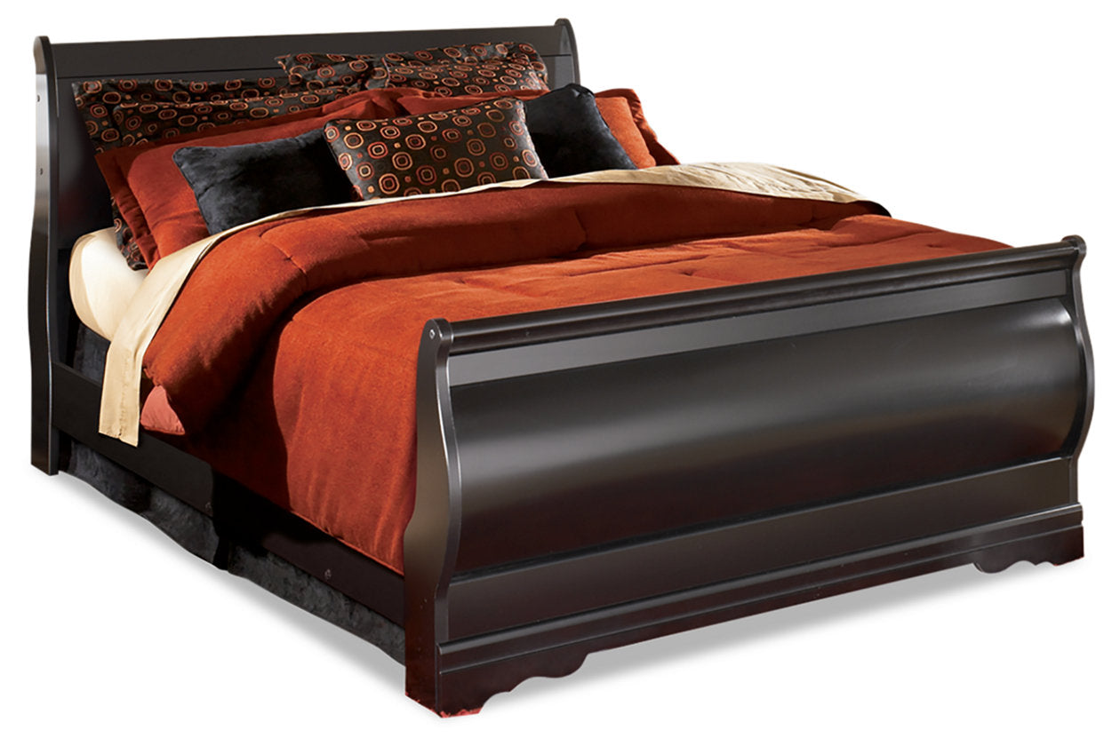 Huey Vineyard Black Queen Sleigh Bed - SET | B128-74 | B128-77 | B128-98 - Luna Furniture - Dallas Store