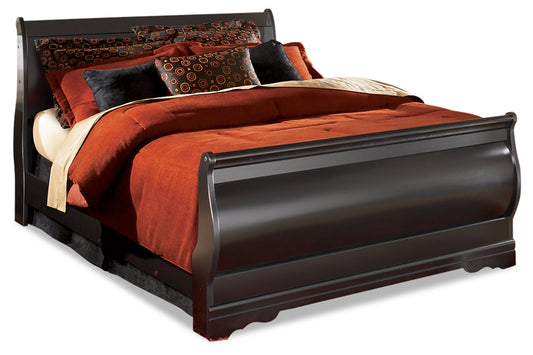 Huey Vineyard Black Queen Sleigh Bed - SET | B128-74 | B128-77 | B128-98 - Luna Furniture - Dallas Store