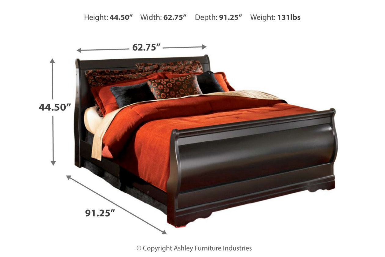 Huey Vineyard Black Queen Sleigh Bed - SET | B128-74 | B128-77 | B128-98 - Luna Furniture - Dallas Store