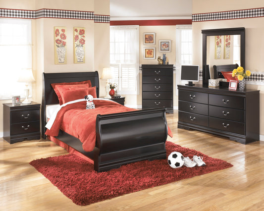 Huey Vineyard Black Sleigh Youth Bedroom Set - SET | B128-62 | B128-63 | B128-82 | B128-92 | B128-46 - Luna Furniture - Dallas Store