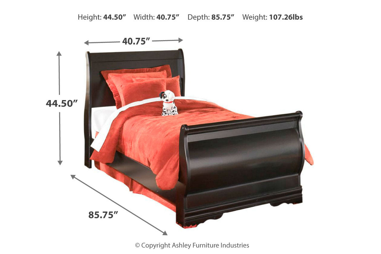 Huey Vineyard Black Twin Sleigh Bed - SET | B128-62 | B128-63 | B128-82 - Luna Furniture - Dallas Store