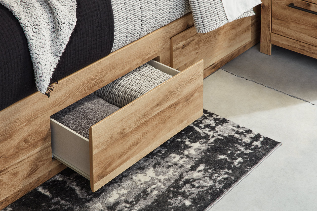 Hyanna Tan Queen Panel Storage Bedwith 2 Under Bed Storage Drawer - SET | B100-13 | B1050-54S | B1050-57 | B1050-60(2) - Luna Furniture - Dallas Store