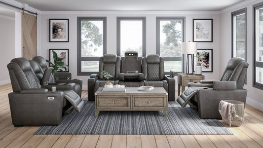 HyllMont Gray Power Reclining Living Room Set - SET | 9300315 | 9300318 - Luna Furniture - Dallas Store