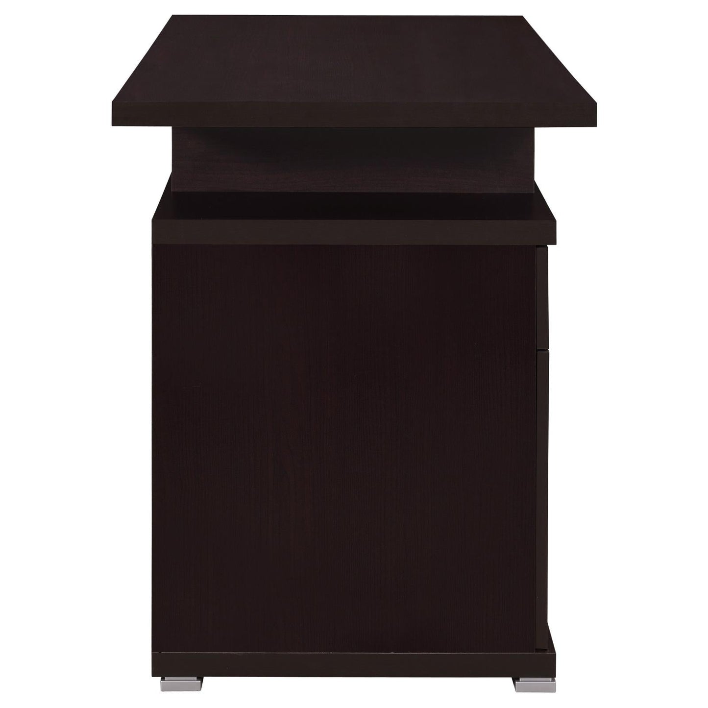 Irving Cappuccino 2-Drawer Office Desk with Cabinet - 800109 - Luna Furniture - Dallas Store