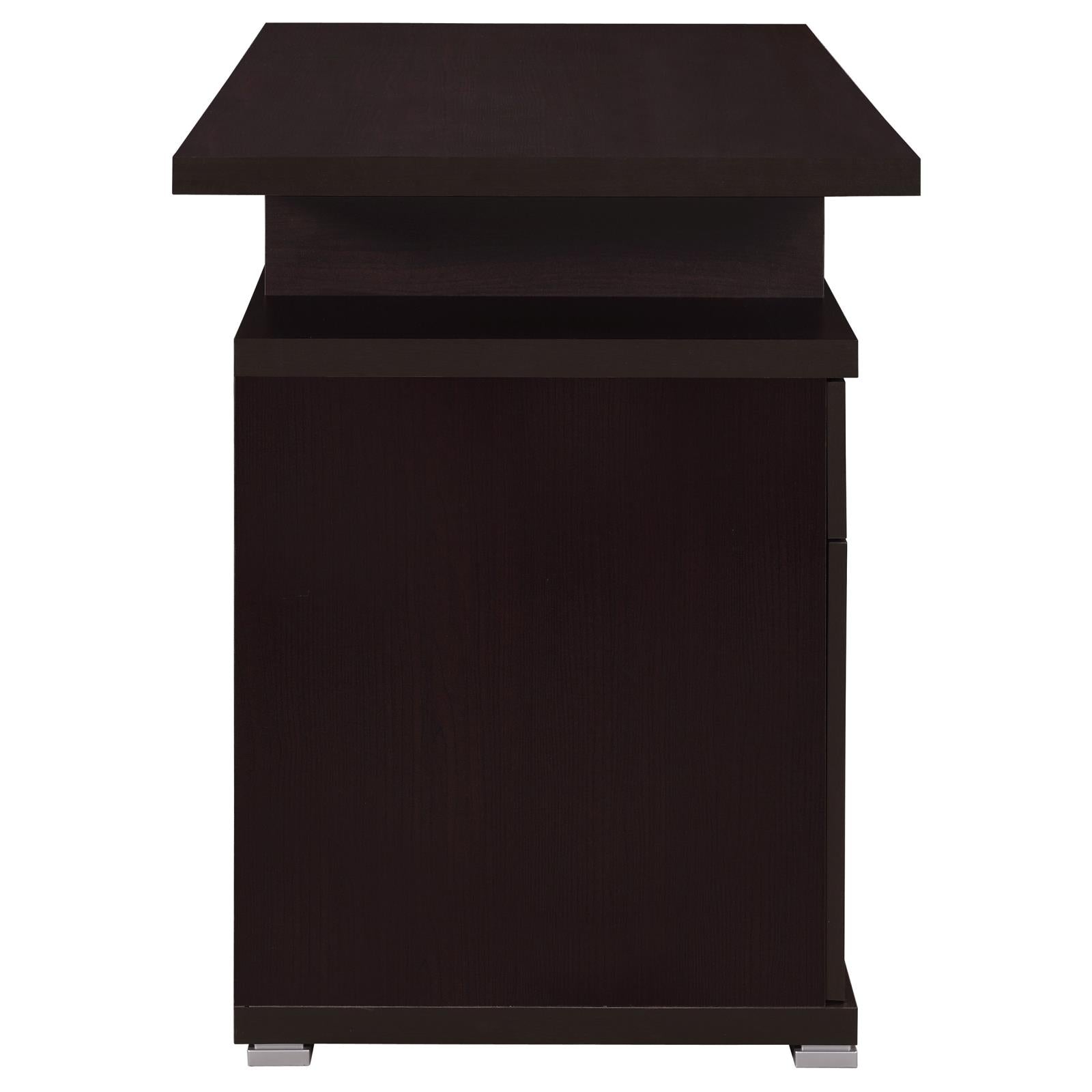 Irving Cappuccino 2-Drawer Office Desk with Cabinet - 800109 - Luna Furniture - Dallas Store