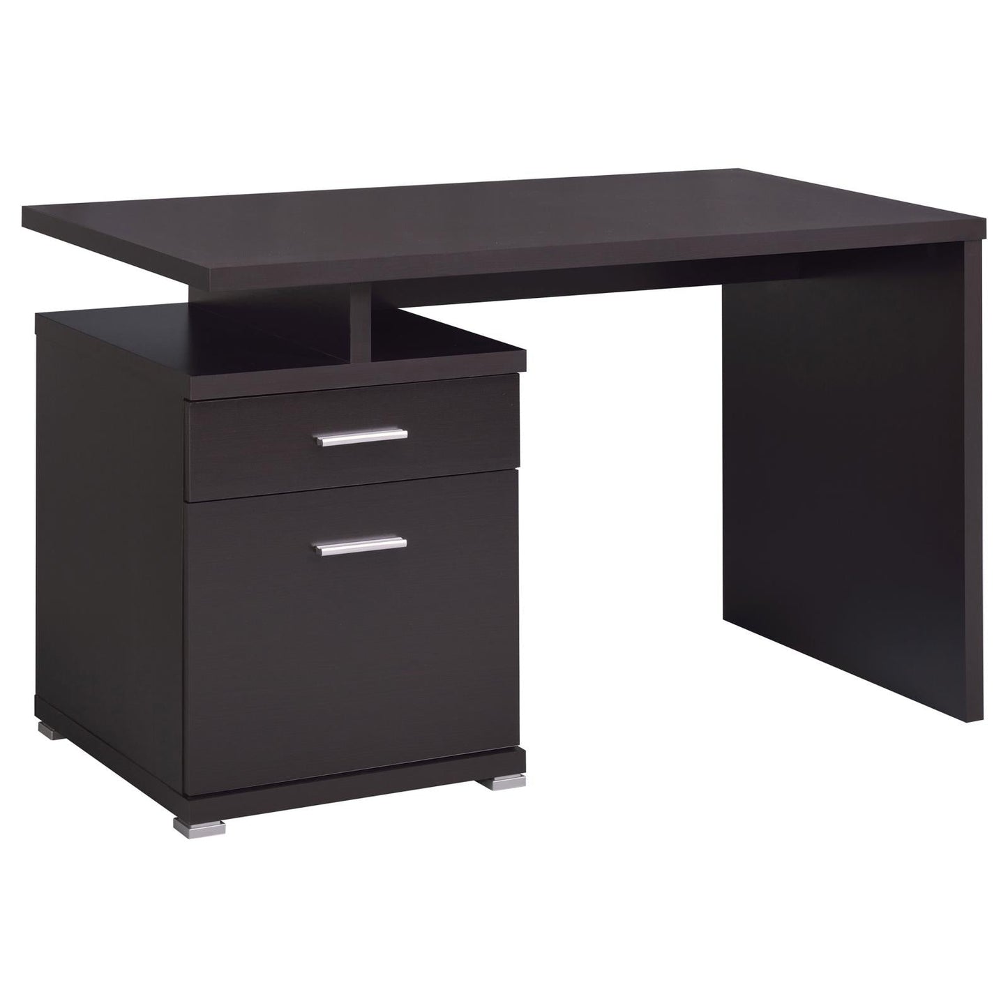 Irving Cappuccino 2-Drawer Office Desk with Cabinet - 800109 - Luna Furniture - Dallas Store