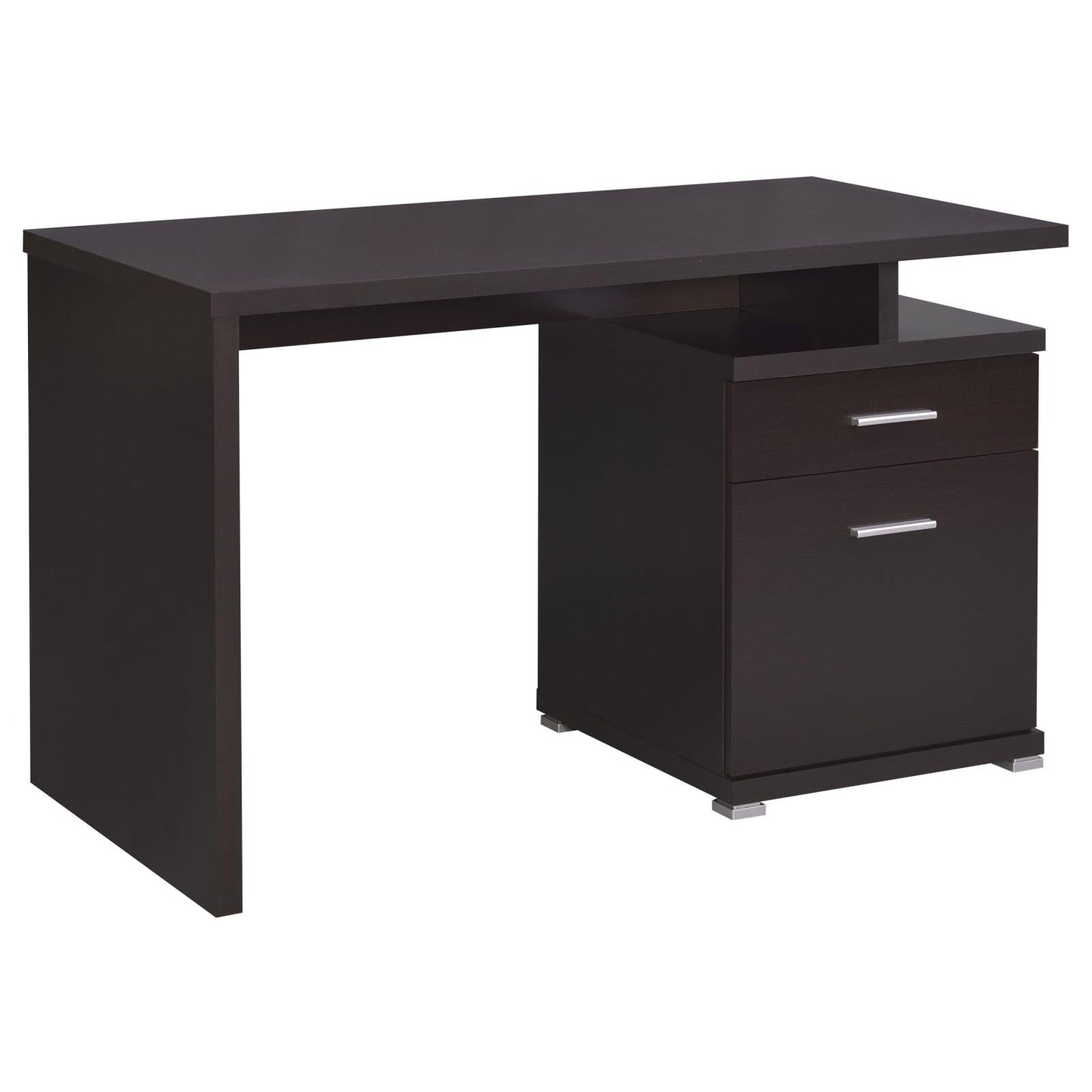 Irving Cappuccino 2-Drawer Office Desk with Cabinet - 800109 - Luna Furniture - Dallas Store