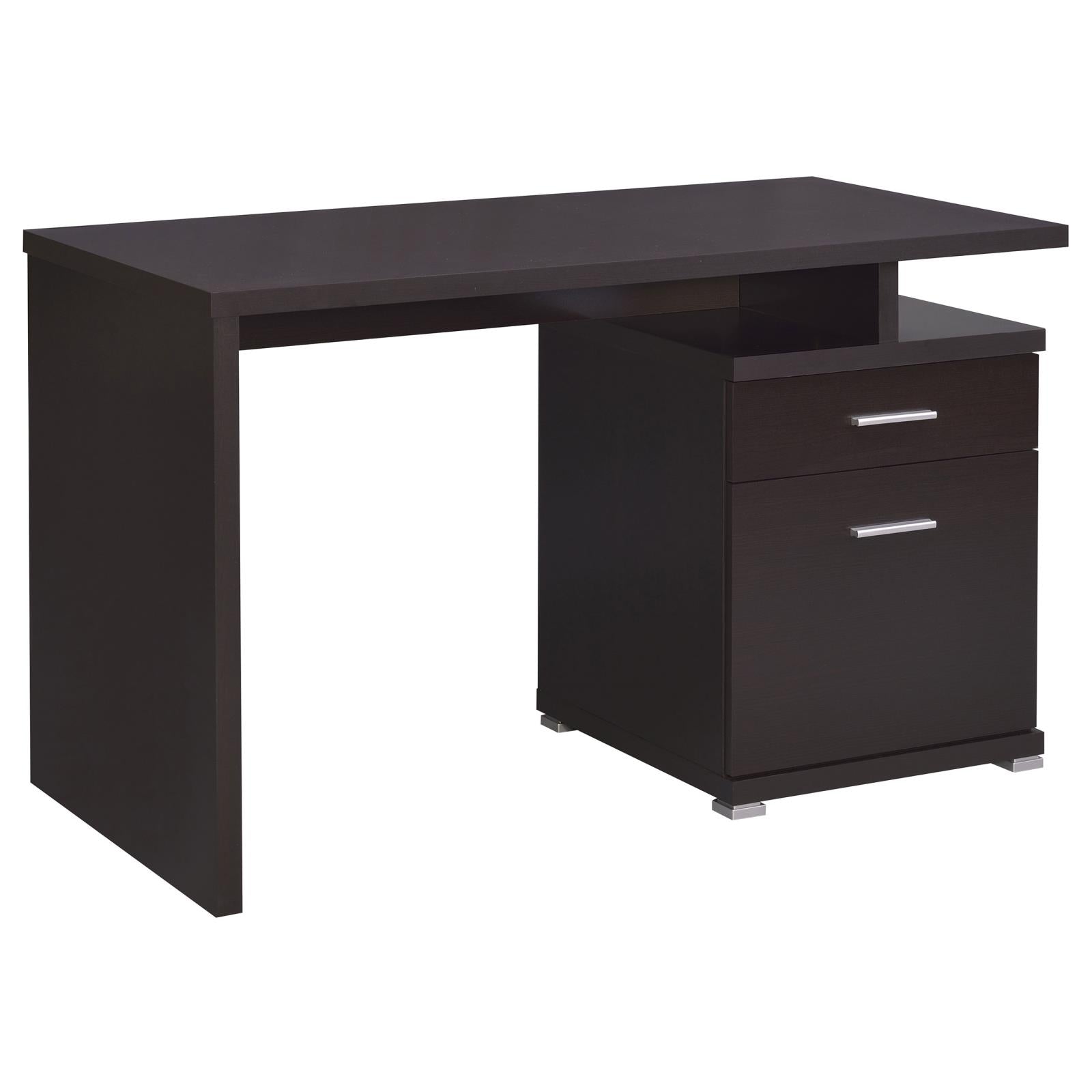 Irving Cappuccino 2-Drawer Office Desk with Cabinet - 800109 - Luna Furniture - Dallas Store