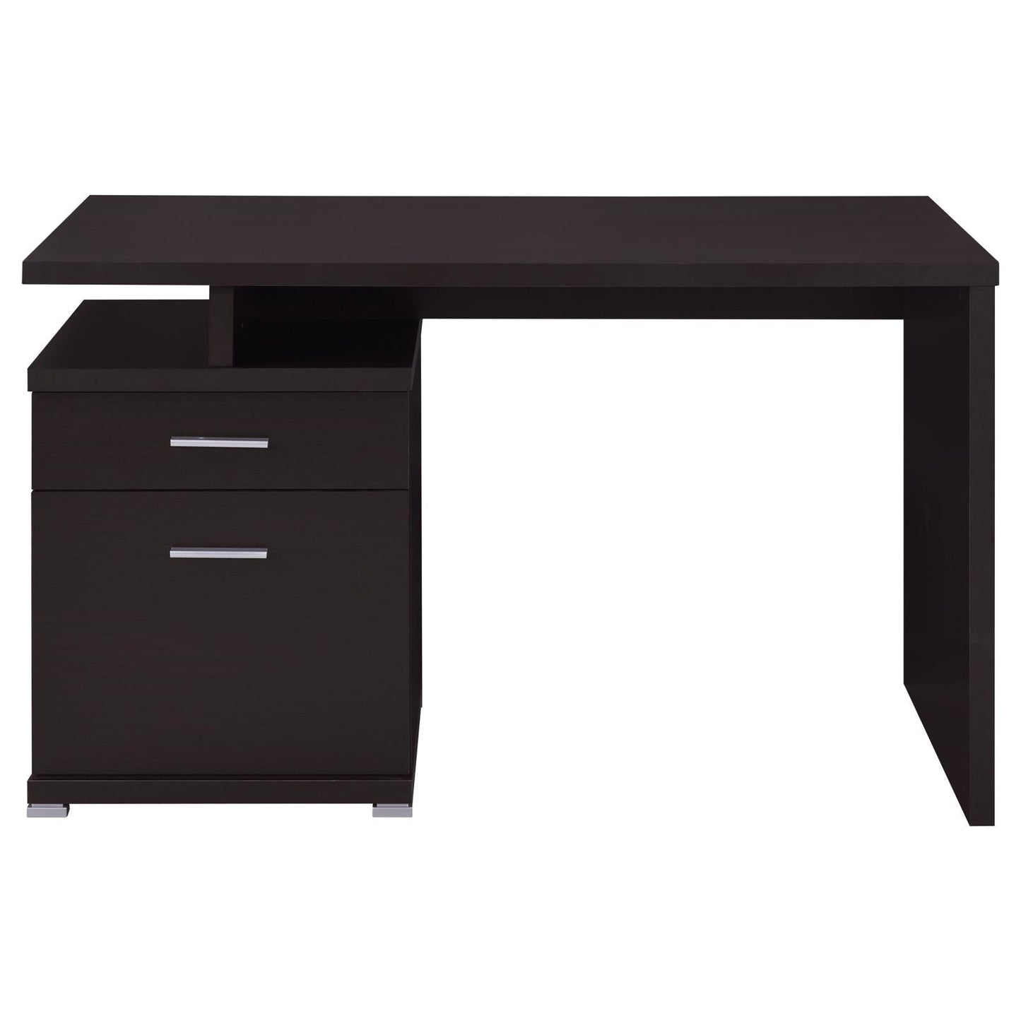 Irving Cappuccino 2-Drawer Office Desk with Cabinet - 800109 - Luna Furniture - Dallas Store