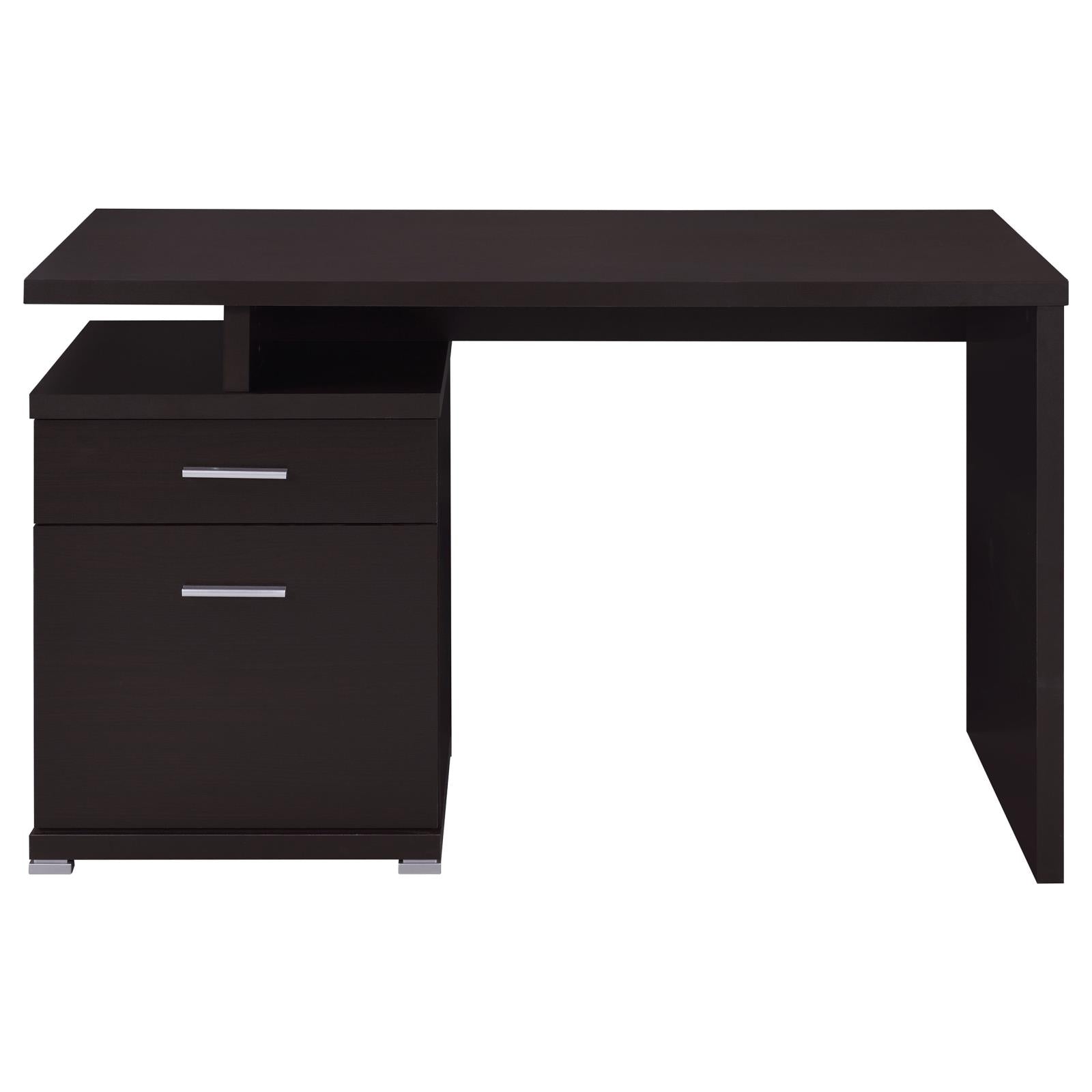 Irving Cappuccino 2-Drawer Office Desk with Cabinet - 800109 - Luna Furniture - Dallas Store