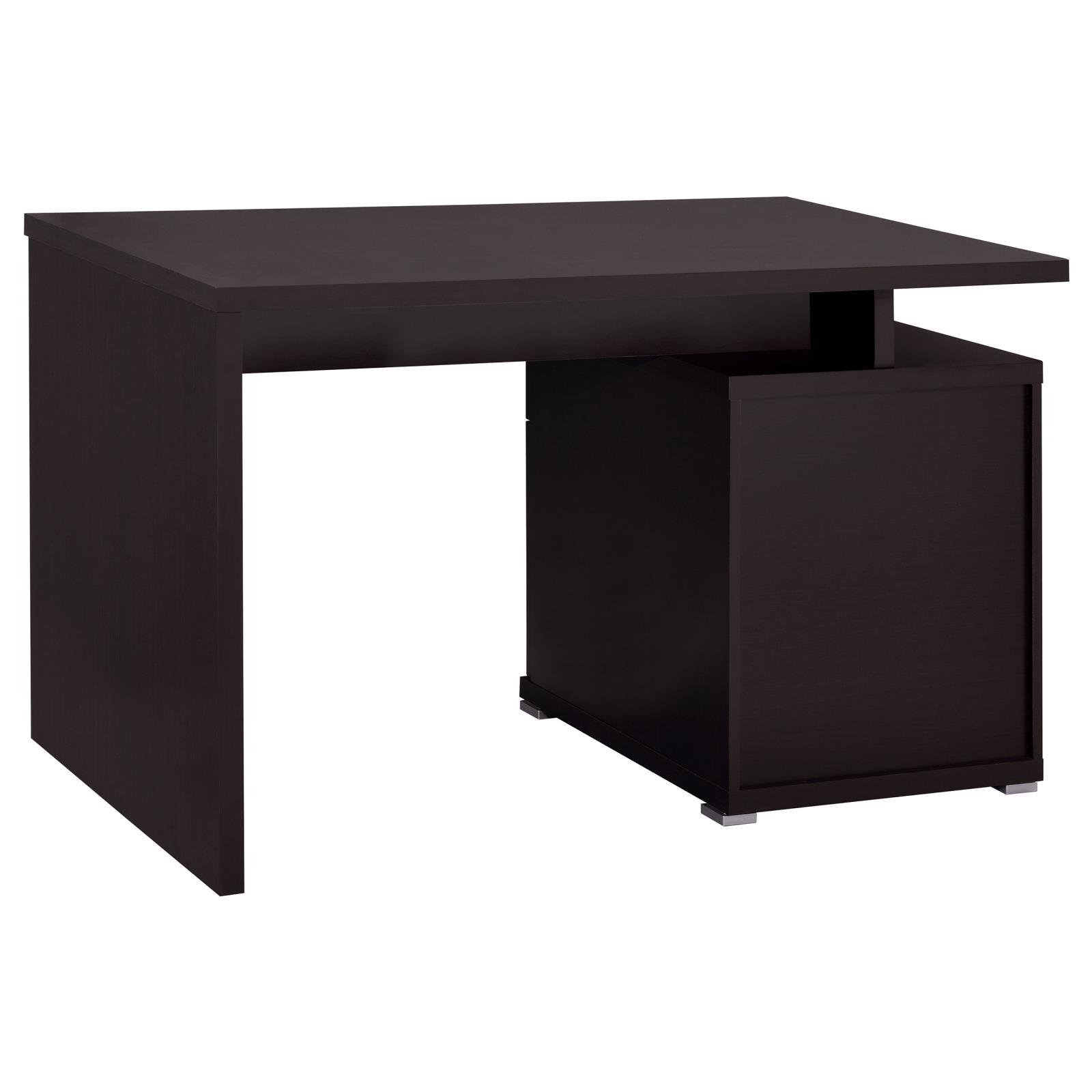 Irving Cappuccino 2-Drawer Office Desk with Cabinet - 800109 - Luna Furniture - Dallas Store