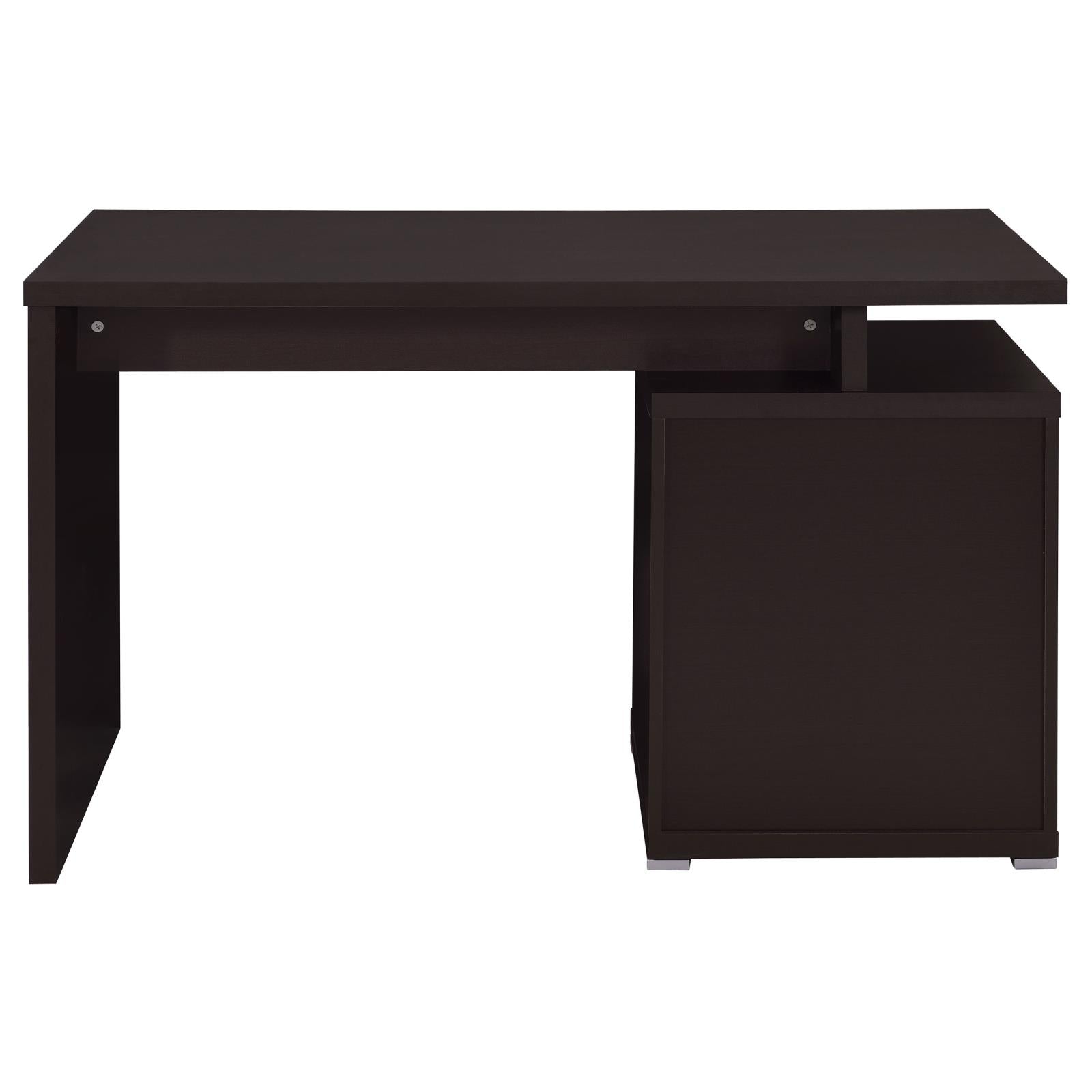 Irving Cappuccino 2-Drawer Office Desk with Cabinet - 800109 - Luna Furniture - Dallas Store