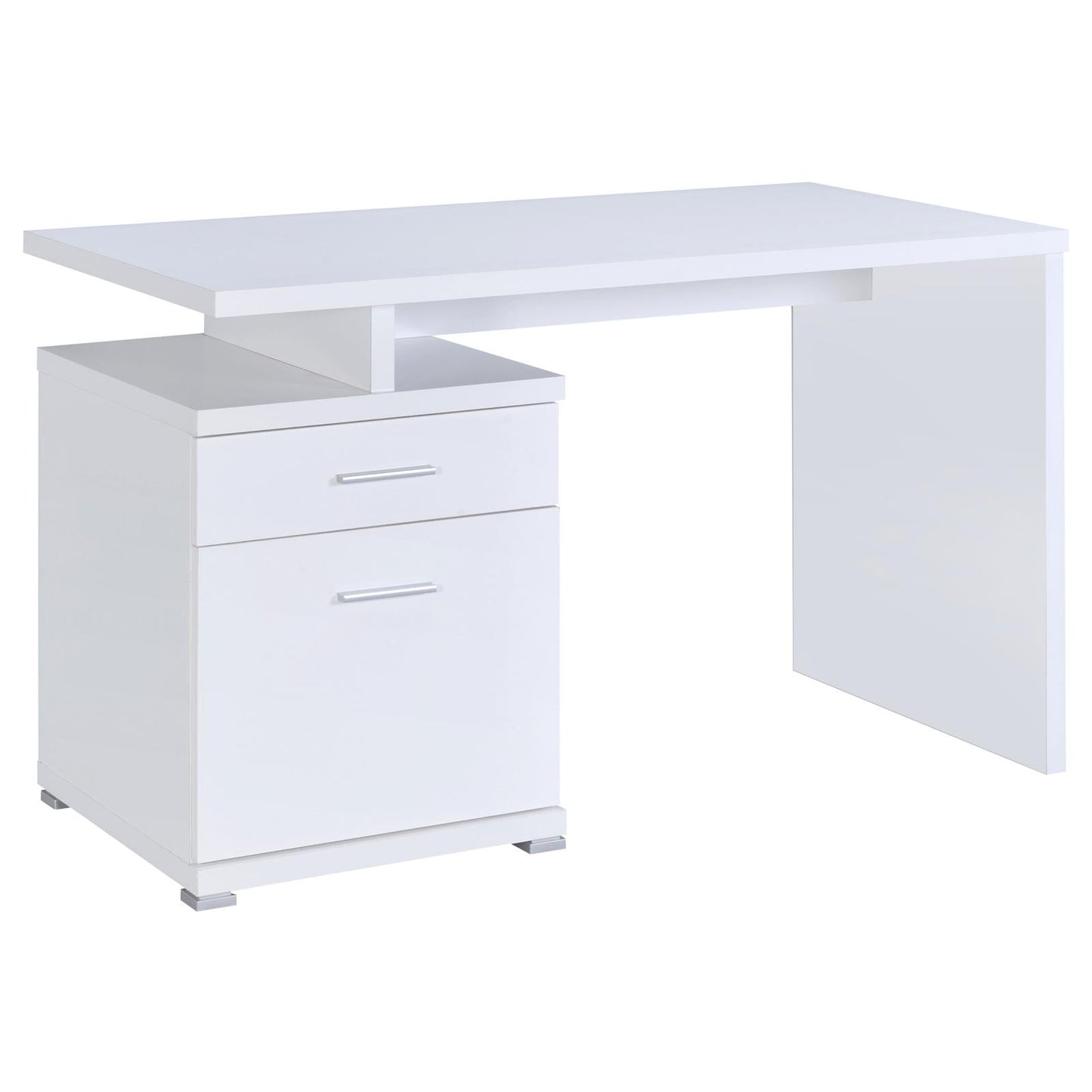Irving White 2-Drawer Office Desk with Cabinet - 800110 - Luna Furniture - Dallas Store