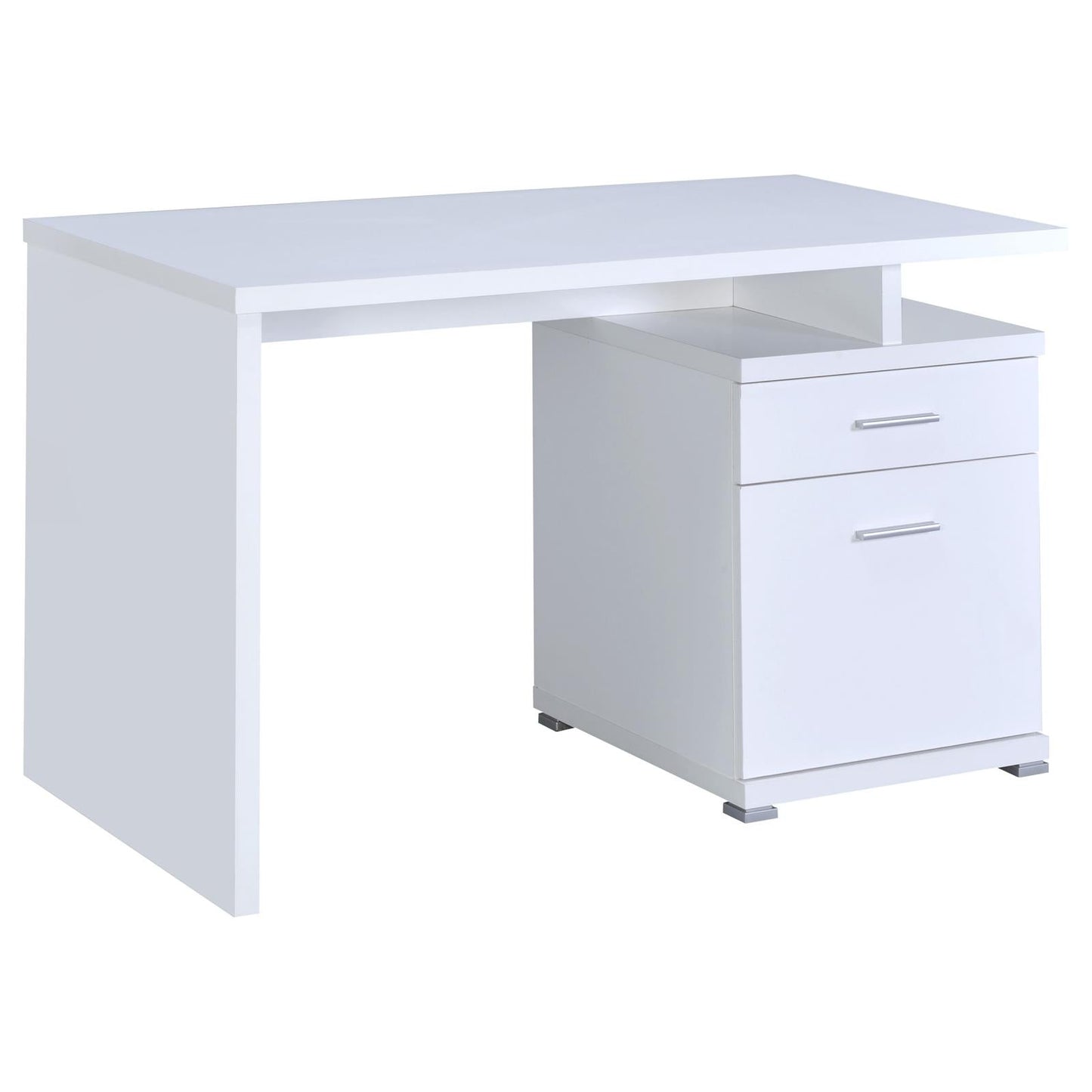 Irving White 2-Drawer Office Desk with Cabinet - 800110 - Luna Furniture - Dallas Store