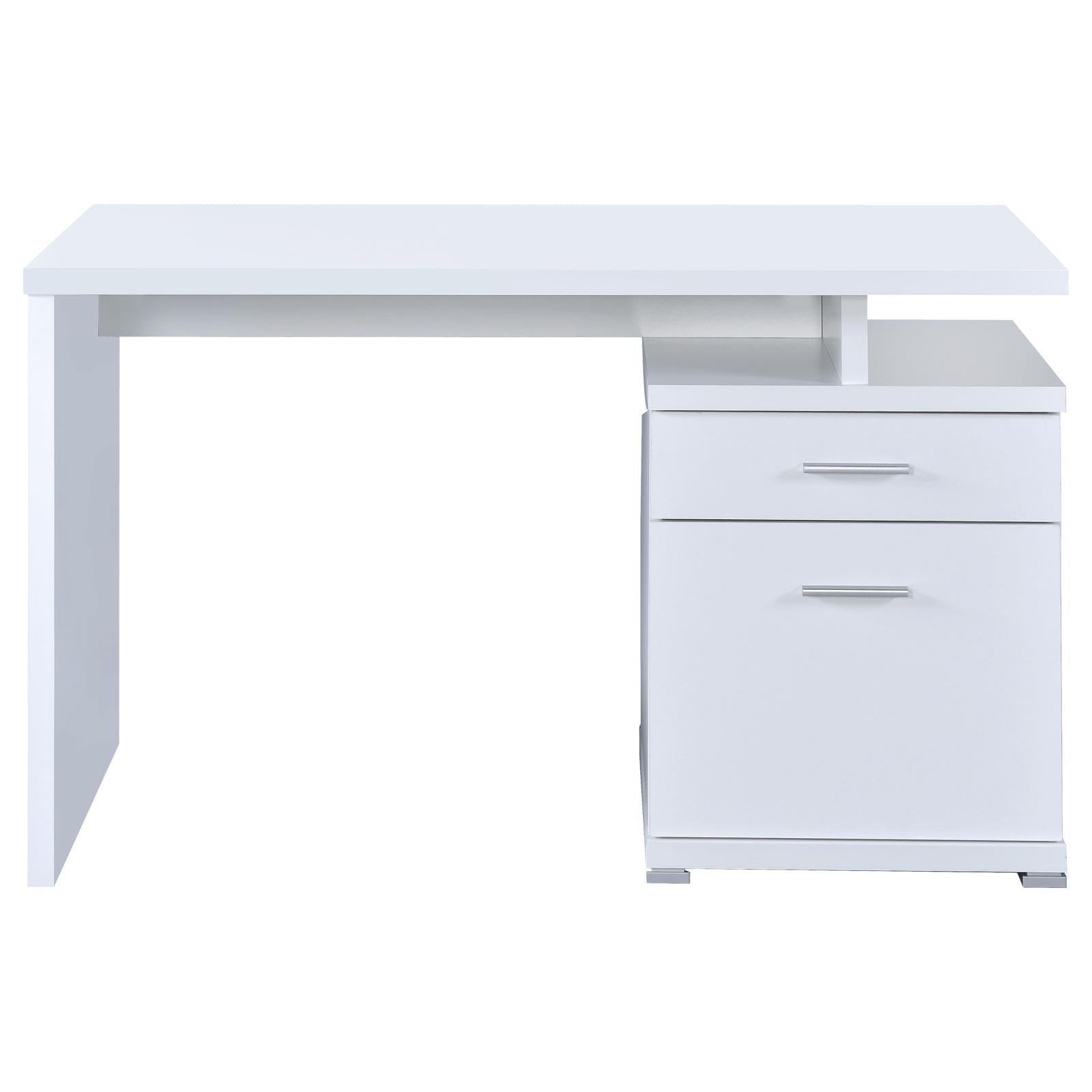 Irving White 2-Drawer Office Desk with Cabinet - 800110 - Luna Furniture - Dallas Store