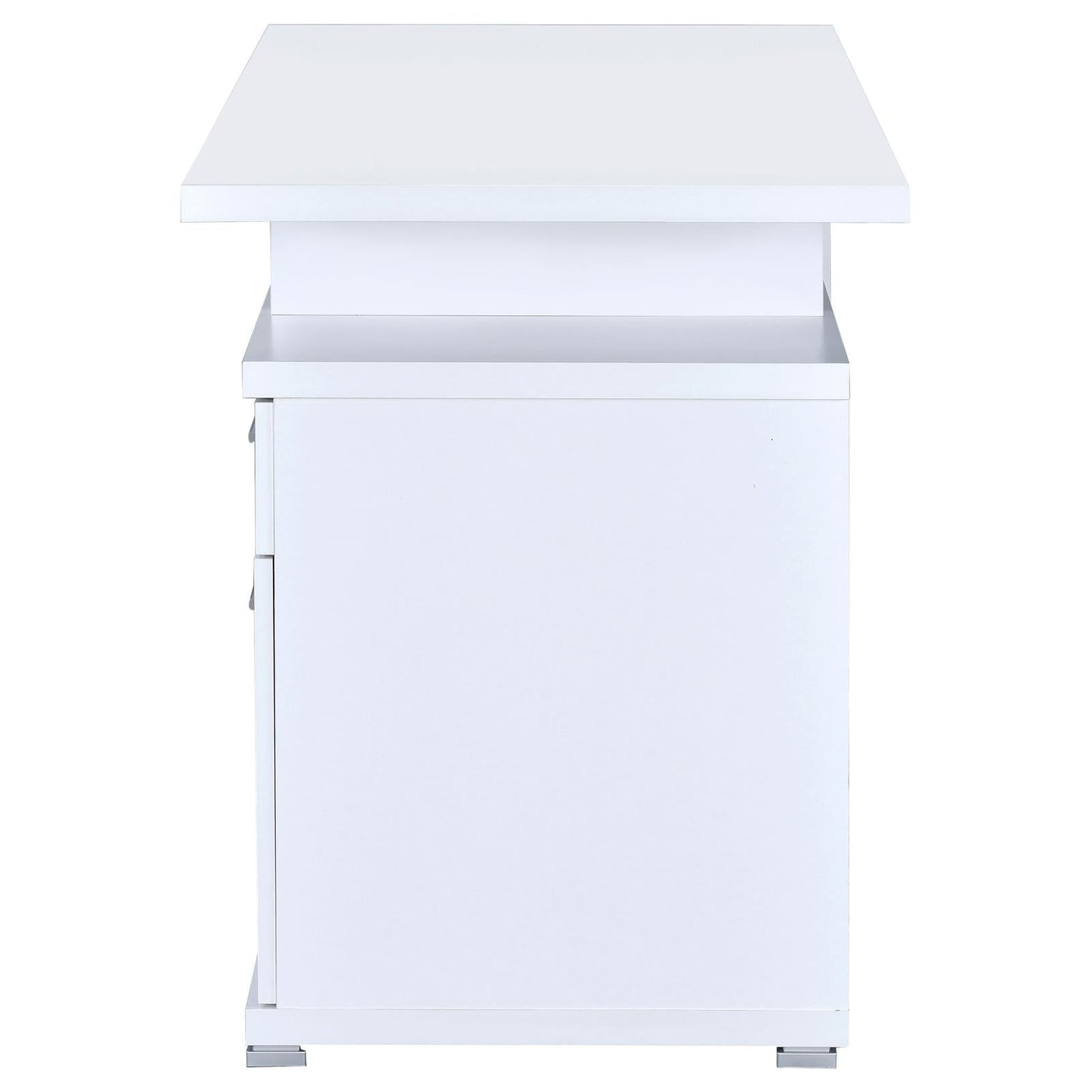 Irving White 2-Drawer Office Desk with Cabinet - 800110 - Luna Furniture - Dallas Store