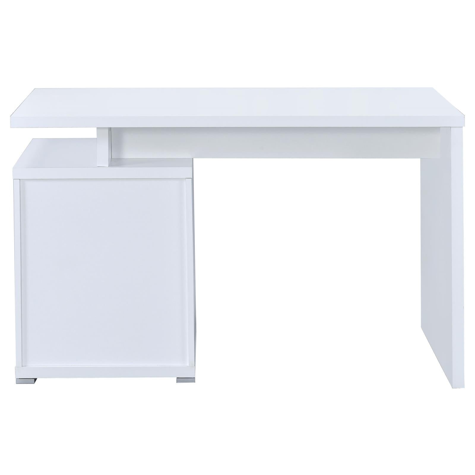 Irving White 2-Drawer Office Desk with Cabinet - 800110 - Luna Furniture - Dallas Store