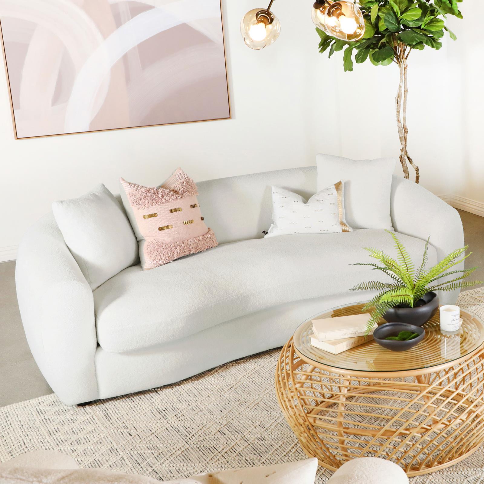 Isabella Upholstered Tight Back Sofa White - 509871 - Luna Furniture - Dallas Store