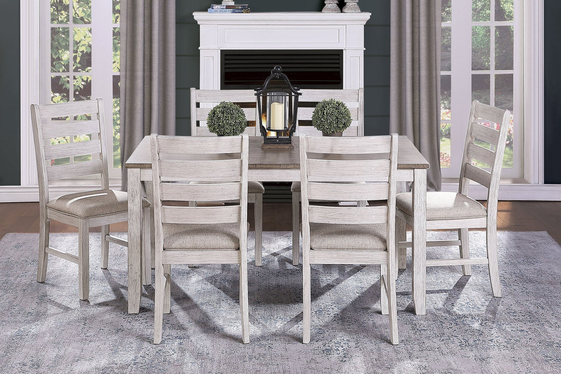 Ithaca Grayish White/Brown Side Chair, Set of 2 - 5769WS - Luna Furniture - Dallas Store